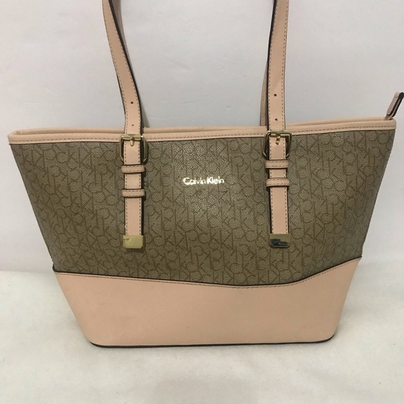 CALVIN KLEIN BLUSH MONOGRAM LOGO TOTE PURSE - Picture 7 of 12